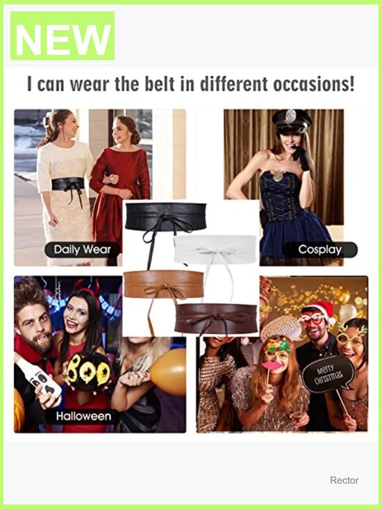 4 Pack PU Leather Obi Belt Wide Waistband Self Tie Boho Belt  display picture 2